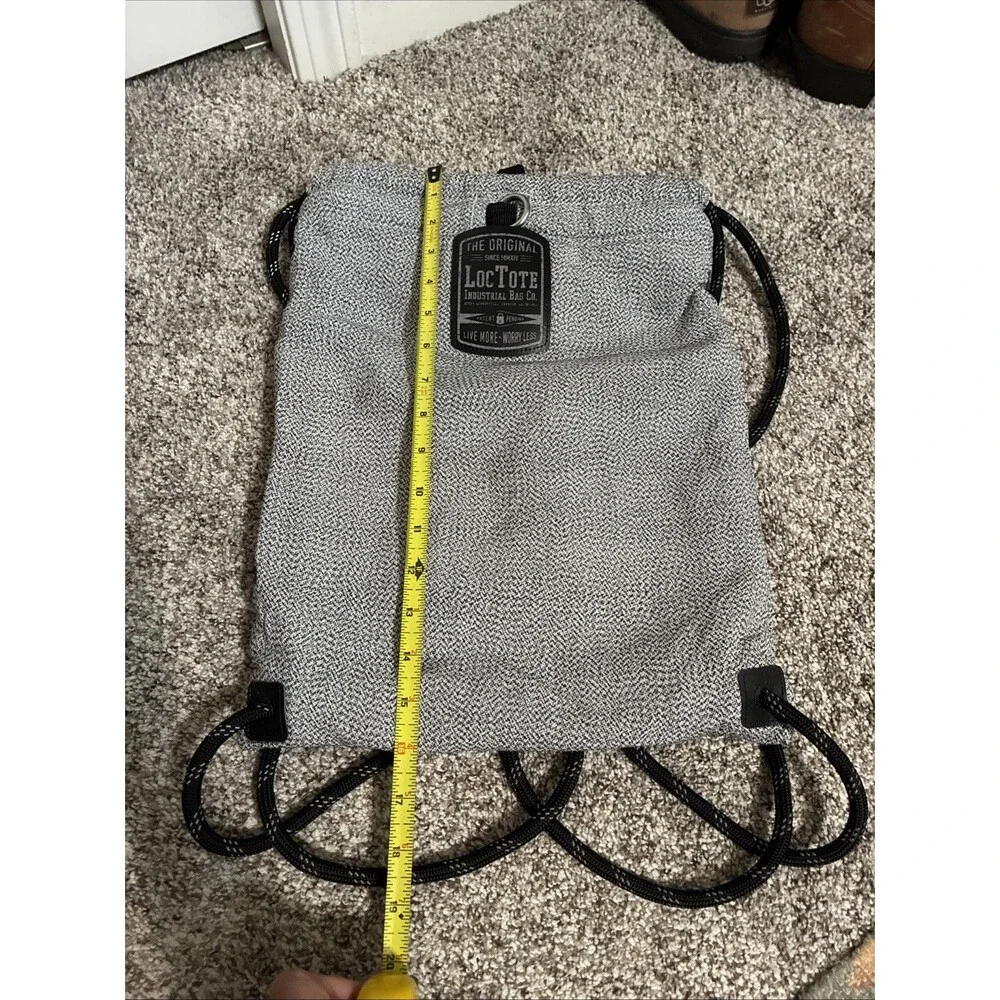 Loctote The Original Flak Sack Gray Drawstring Backpack Bag Loc Tote Anti-Theft
